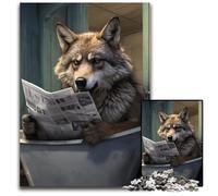 Jigsaw Puzzles for Adults 1000 Piece Wolf Reading Newspaper Jigsaw Puzzles Interactive Family Game, Brain Challenge, Educational Toy 26X38CM/10.23x14.96inch
