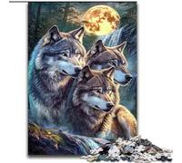 Jigsaw Puzzles for Adults, 1000 Piece Wolf Under The Moon Puzzles for Adults 26X38CM for Home Decor, Ideal Christmas & New Year Gift for Teenagers