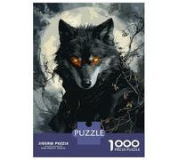 Jigsaw Puzzles for Adults 1000 Piece Wolf with Glowing Eyes Jigsaw for Adults Hands-on Game Difficult Hard Fun Activities at Home 52x38cm/1000pcs