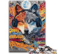 Jigsaw Puzzles for Adults 1000 Piece Wolf with Headphones 1000 Piece Jigsaw,Family Activity Fun at Home Activities, Birthday Present,Travel Gifts (50x75cm)