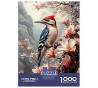 Jigsaw Puzzles for Adults 1000 Piece Woodpecker on Flowering Branch Painting Puzzle for Adults Brain Teaser Game Difficult Hard Deal As Gifts for The Whole Family 70x50cm/1000pcs