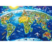Jigsaw Puzzles for Adults 1000 Piece World Landmarks 27.56 x 19.69 Inch Map Puzzles 1000 Pieces for Adults Kids Educational Game Challenge Toy World Map Puzzles 1000 Pieces