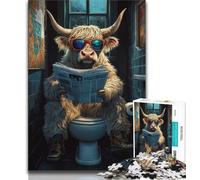 Jigsaw Puzzles for Adults 1000 Piece Yak Sitting on The Toilet,Challenging Game Toys Wall Decoration Unique Birthday And Xmas Gifts (38x26cm)
