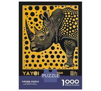 Jigsaw Puzzles for Adults 1000 Piece Yayoi Kusama Rhino No.4 Exhibition Print Jigsaw Relax Games Wall Decoration Deal As Gifts for The Whole Family 38x26cm/1000pcs
