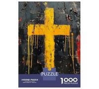 Jigsaw Puzzles for Adults 1000 Piece Yellow Cross Puzzles for Adults Hands-on Game Stress Reliever Stress Reduction Gifts 52x38cm/1000pcs