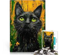 Jigsaw Puzzles for Adults 1000 Piece Yellow Green Cat Made of wood,for and 14 years and over Tough challenge Interesting Stress Reduction Gifts。size:50x75cm/14.96x20.47inch