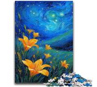 Jigsaw Puzzles for Adults 1000 Piece Yellow Lilies in The Night Sky 1000 Piece Jigsaw,Family Activity Fun at Home Activities, Birthday Present,Travel Gifts (26x38cm)