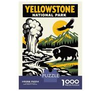 Jigsaw Puzzles for Adults 1000 Piece Yellowstone National Park Vintage Poster Jigsaw for Adults Fun Games Wall Art Unique Birthday And Xmas Gifts 70x50cm/1000pcs