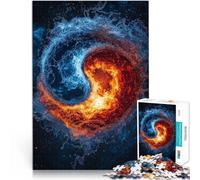 Jigsaw Puzzles for Adults 1000 Piece Yin Yang Fire and Water Mustermontage Wanddekoration Einzigartige Geburtstags- und Weihnachtsgeschenke52x38cm