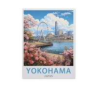Jigsaw Puzzles for Adults 1000 Piece,Yokohama, Japan Vintage Travel Poster,Difficult Puzzle Perfect Educational Gift for Boys And Girls(50x70cm)-BB9