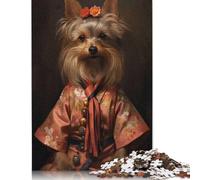 Jigsaw Puzzles for Adults 1000 Piece Yorkshire Dog In Kimono Puzzles for Adults Paper Board Puzzles Funny Gift 38x26cm/1000pcs