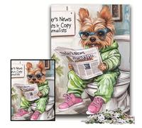 Jigsaw Puzzles for Adults 1000 Piece Yorkshire Terrier Go Toilet Difficult Puzzles for Adults 50x75 cm Fun at Home Activities, Birthday Present, Travel Gifts