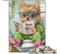 Jigsaw Puzzles for Adults, 1000 Piece Yorkshire Terrier Go Toilet Puzzles 1000 Pieces for Adults for Teenagers Educational Games Gifts (Size 38x26cm)