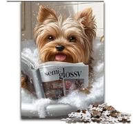 Jigsaw Puzzles for Adults, 1000 Piece Yorkshire Terrier Taking A Bath Jigsaw Made of cardboard Challenging DIY Brain Teaser, Interactive Family Game size 38x26CM