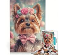 Jigsaw Puzzles for Adults 1000 Piece Yorkshire Terrier with Flower Crown Hands-on Game Fun Activities at Home Presents for Women 50x75cm