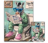 Jigsaw Puzzles for Adults 1000 Piece Zebra Go Toilet Impossible Jigsaw Puzzles for Adults Ideal for Family Fun, Relaxation 26X38CM/10.23x14.96inch