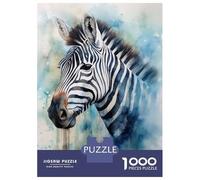 Jigsaw Puzzles for Adults 1000 Piece Zebra Watercolor Puzzles for Adults Relax Games Pattern Assembly Christmas Birthday Gifts 38x26cm/1000pcs