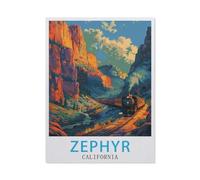 Jigsaw Puzzles for Adults 1000 Piece，Zephyr Vintage Travel Poster,California，Educational Games Brain Challenge Jigsaw Puzzles for Adult Kids（75x50cm）-BF66