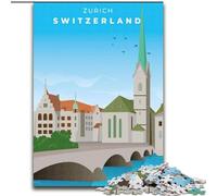Jigsaw Puzzles for Adults 1000 Piece Zurich Travel Art,Help The Brain Exercise Addictive Toys to Cultivate Patience Perfect Decoration 50x75cm