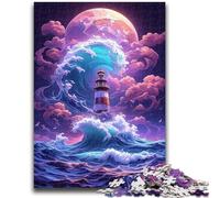 Jigsaw Puzzles for Adults 1000 Pieces A Lighthouse in The Surf 1000 Pieces for Adults,Quiz Game for Is Ideal As A Gift for The Whole Family (50x75cm)