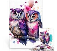 Jigsaw Puzzles for Adults 1000 Pieces A Owl Couples Romance Lernspiele mit vollständig ineinander greifenden, zufällig geformten Teilen38x26cm