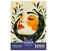 Jigsaw Puzzles for Adults 1000 Pieces Abstract Woman Portrait with Floral Elements Puzzles for Adults Relaxing Games Presents for Women Challenging Game Gifts 38x26cm/1000pcs