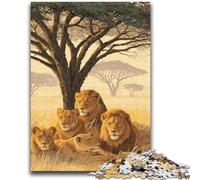 Jigsaw Puzzles for Adults 1000 Pieces African Lions Toys Educational Games Stress Relieving Suitable for Desktop Decoration 26x38cm