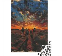 Jigsaw Puzzles for Adults 1000 Pieces African Sunset Antelope Puzzles for Adults Relaxing Games Presents for Women Challenging Game Gifts 38x26cm/1000pcs