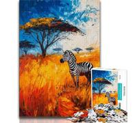 Jigsaw Puzzles for Adults 1000 Pieces African Zebra Oil Painting 1000 Piece Jigsaw,Fun Activity for Home, Rainy Days Toys, Birthday Gifts (size 75x50cm)