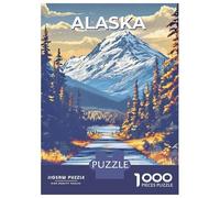 Jigsaw Puzzles for Adults 1000 Pieces Alaska Mountain Road Landscape Teenager Puzzles Brain Teaser Game Enhance Memory Fun Activities at Home 52x38cm/1000pcs