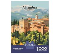 Jigsaw Puzzles for Adults 1000 Pieces Alhambra Palace, Spain Jigsaw for Adults DIY Toys Analysis And Logic Fun at Home Activities, 38x26cm/1000pcs