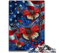 Jigsaw Puzzles for Adults 1000 Pieces American Flag Butterfly Puzzles,Challenging Game Gifts for Is Ideal As A Gift for The Whole Family (75x50cm)