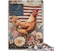Jigsaw Puzzles for Adults 1000 Pieces American Flag Rooster Challenging Game Toys Deal As Gifts for The Whole Family for Ages 14+ 26x38cm