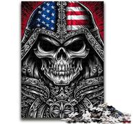 Jigsaw Puzzles for Adults 1000 Pieces American Flag Skull Educational Games Home Decoration Artists Collection, Fine Art 26X38CM