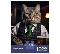 Jigsaw Puzzles for Adults 1000 Pieces American Shorthair Cat Pub Adult Jigsaw Hands-on Game Pattern Assembly Challenging To Complete 52x38cm/1000pcs