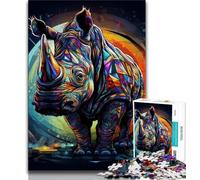 Jigsaw Puzzles for Adults 1000 Pieces Animal Art Rhinoceros,Learning Educational Toys Family Games Suitable for Desktop Decoration (75x50cm)