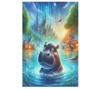 Jigsaw Puzzles for Adults 1000 Pieces Animal Hippo Wooden Puzzle Relaxing Game Brain Teasers （78×53cm）
