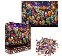 Jigsaw Puzzles for Adults 1000 Pieces, Animal Jigsaw Puzzles 1000 Pieces, Colorful Owl Family Puzzle, Nocturnal Woodland Art, Impossible Challenging Puzzle, 19.7x27.5 Inch