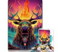 Jigsaw Puzzles for Adults 1000 Pieces Animal Moose Teenager Puzzles,Challenging Game for Is Ideal As A Gift for The Whole Family (size 38x26cm)