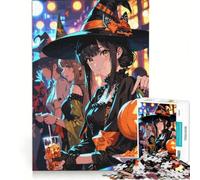Jigsaw Puzzles for Adults 1000 Pieces Anime Halloween Party with Witches, Educational Toy, Difficult Hard, Wishlist with Santa Claus 38x52cm