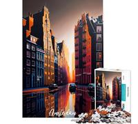Jigsaw Puzzles for Adults 1000 Pieces Artsy Amsterdam Fun Activities at Home Improve Memory Practical Game for And from 14 Years And over (38x52cm)