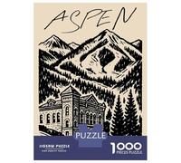 Jigsaw Puzzles for Adults 1000 Pieces Aspen Vintage Ski Jigsaw for Adults Family Game Staycation Kill Time Great Gift for Gaming 38x26cm/1000pcs