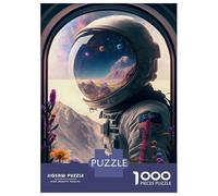 Jigsaw Puzzles for Adults 1000 Pieces Astronaut And Flowers Wind Jigsaw for Adults Relaxing Games Difficult Challenge Fun Activities at Home 52x38cm/1000pcs