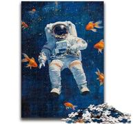 Jigsaw Puzzles for Adults 1000 Pieces Astronaut Goldfish Toys Educational Games Stress Relieving Suitable for Desktop Decoration 26x38cm