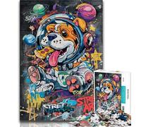 Jigsaw Puzzles for Adults 1000 Pieces Astronaut Pug Puzzles,Challenging Family Activity Games DIY Toy for Home Wall Decor Gifts (size 38x26cm)