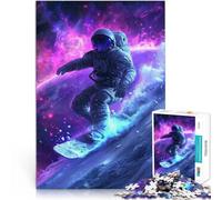 jigsaw puzzles for adults 1000 pieces Astronaut Surf in Space Made of cardboard for and from 14 years and over fun games for families Difficult Hard Gifts for Women Men 。size:38x52cm/14.96x20.47inch