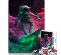 Jigsaw Puzzles for Adults 1000 Pieces Astronaut Surfing,Help The Brain Exercise Addictive Toys to Cultivate Patience Perfect Decoration 38x26cm