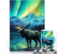 Jigsaw Puzzles for Adults 1000 Pieces Aurora Stag Deer northern Schwierig Schwer Geburtstagsgeschenk, Geschenke, Wandkunst50x70cm