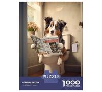 Jigsaw Puzzles for Adults 1000 Pieces Australian Shepherd Toilet Jigsaw for Adults Relax Games Hand Speed Race Challenging Game Gifts 52x38cm/1000pcs