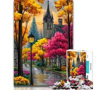Jigsaw Puzzles for Adults 1000 Pieces Autumn City Scenery 1000 Piece Jigsaw,Fun Games Every Piece Is Unique - Challenging Family Fun Game 50x75cm